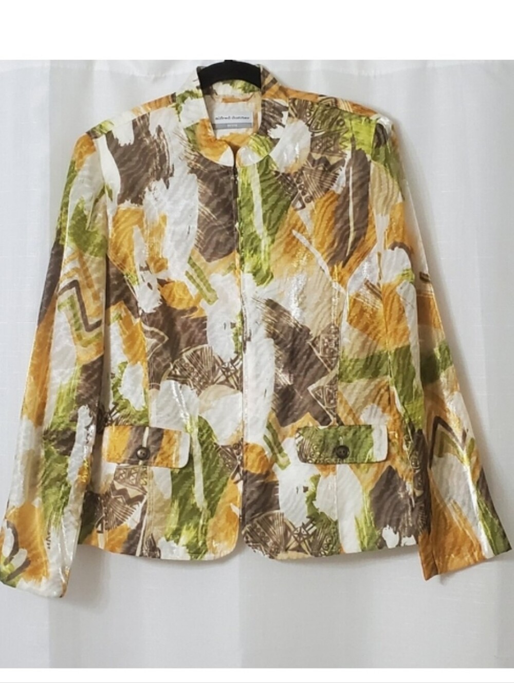 Alfred Dunner Shimmering Contemporary Design Lightweight Zipper Jacket 14P